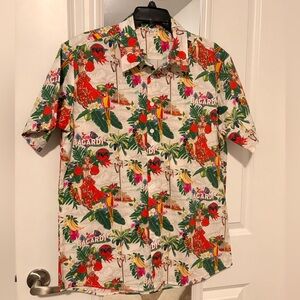 Bacardi Hawaiian Shirt Hula Girl Tropical Print Button Up Men’s Large